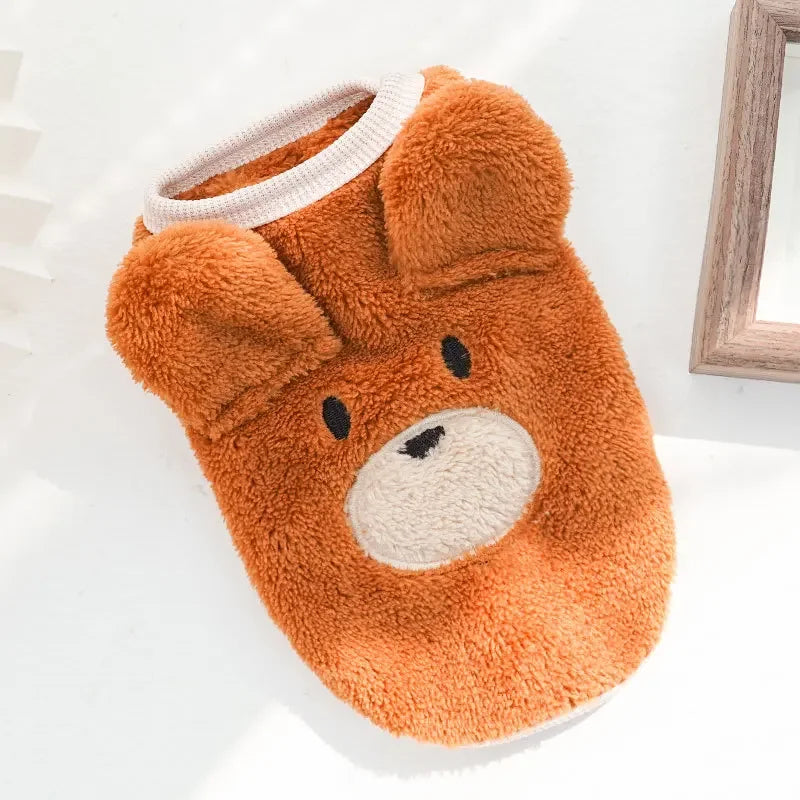 Pet Clothes Puppy Clothes Cartoon Flannel Warm Clothes Dog Cat Teddy Vest Jackets Pet Supplies Dog Costume