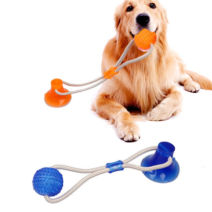 Pet Toys for Small Dogs, Rubber Dog Toy, Dog Push Toy with TPR Ball, Pet Tooth Cleaning Chewing Toy with Suction Cup