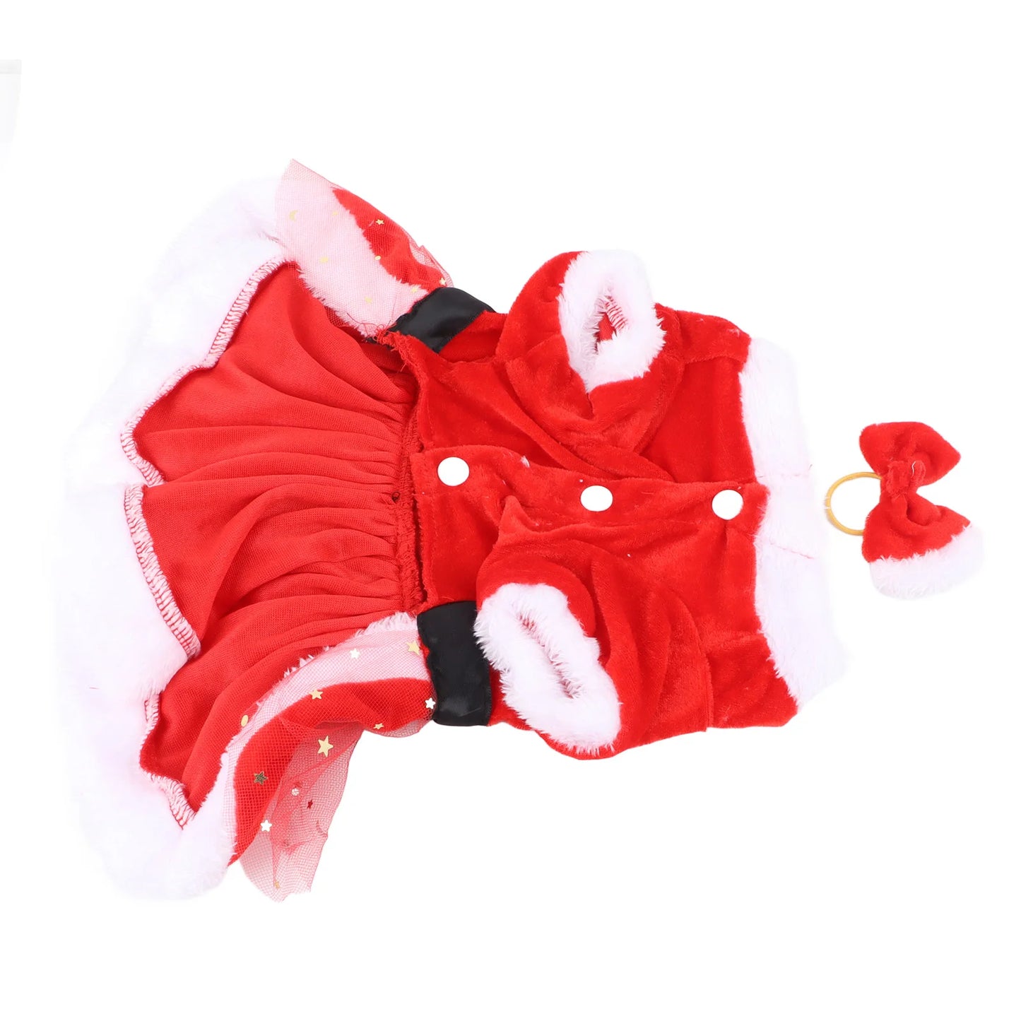 Pet Christmas Costume Fun Cute Father Christmas Dog Cat Christmas Clothing with Bow Headdress for Christmas Theme Party Cosplay