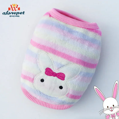 Pet Clothes Puppy Clothes Cartoon Flannel Warm Clothes Dog Cat Teddy Vest Jackets Pet Supplies Dog Costume