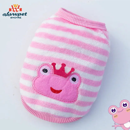 Pet Clothes Puppy Clothes Cartoon Flannel Warm Clothes Dog Cat Teddy Vest Jackets Pet Supplies Dog Costume
