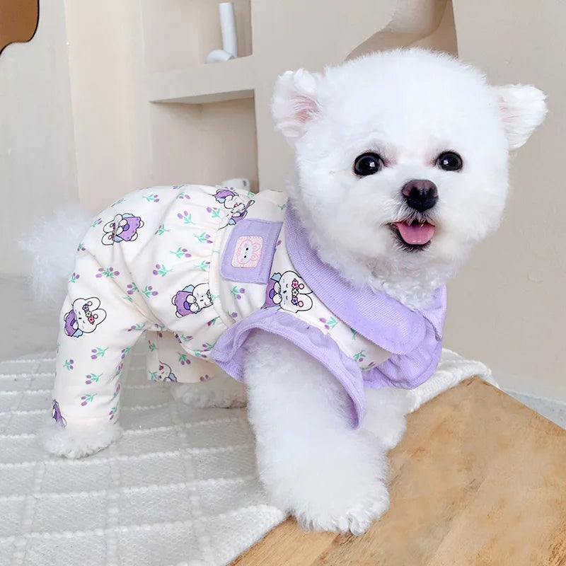 Pet Clothes Home Clothes for Small Dogs like Pomeranian Yorkie Bichon Four Feet Clothes Cotton Material All Seasons