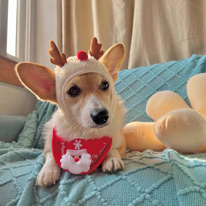 Christmas Dog Cat Pets Clothes Hat Scarf Costume Accessories Cosplay Props Navidad New Year Decor Christmas Party Pet Supplies