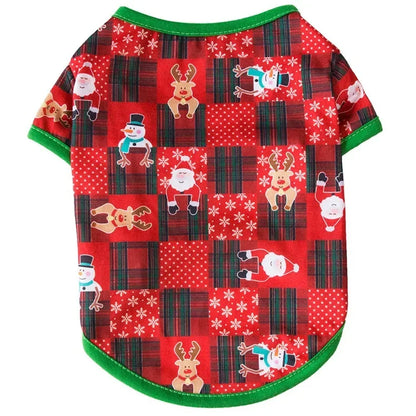 Pet Dog Christmas Shirt Clothes Xmas Vest Soft Shirts Holiday Small Dog Apparel Snowman Printed Puppy Costume for Cats or Dogs