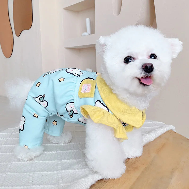 Pet Clothes Home Clothes for Small Dogs like Pomeranian Yorkie Bichon Four Feet Clothes Cotton Material All Seasons
