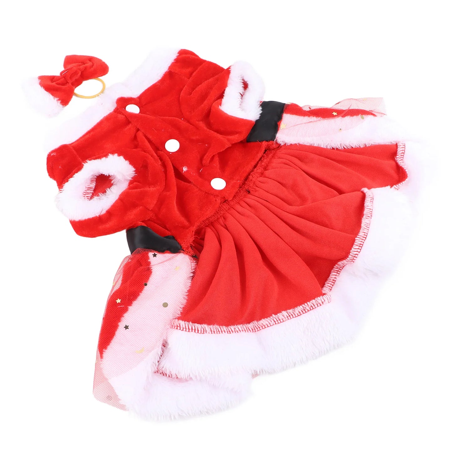 Pet Christmas Costume Fun Cute Father Christmas Dog Cat Christmas Clothing with Bow Headdress for Christmas Theme Party Cosplay