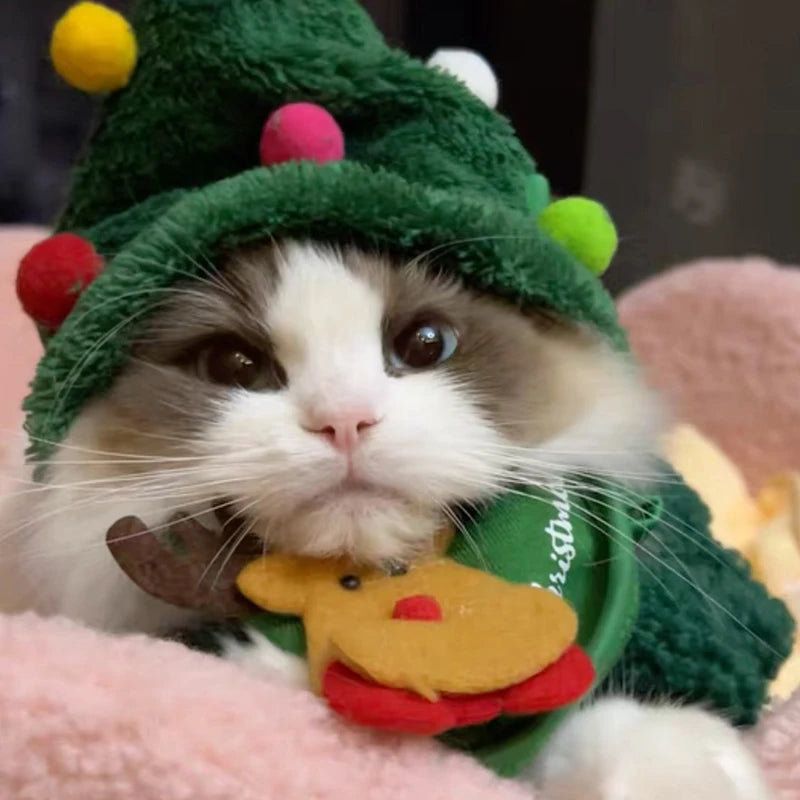 Christmas Dog Cat Pets Clothes Hat Scarf Costume Accessories Cosplay Props Navidad New Year Decor Christmas Party Pet Supplies