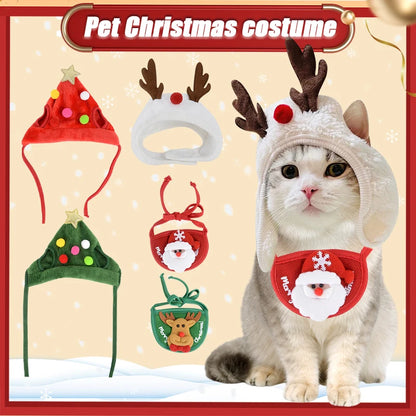 Christmas Dog Cat Pets Clothes Hat Scarf Costume Accessories Cosplay Props Navidad New Year Decor Christmas Party Pet Supplies