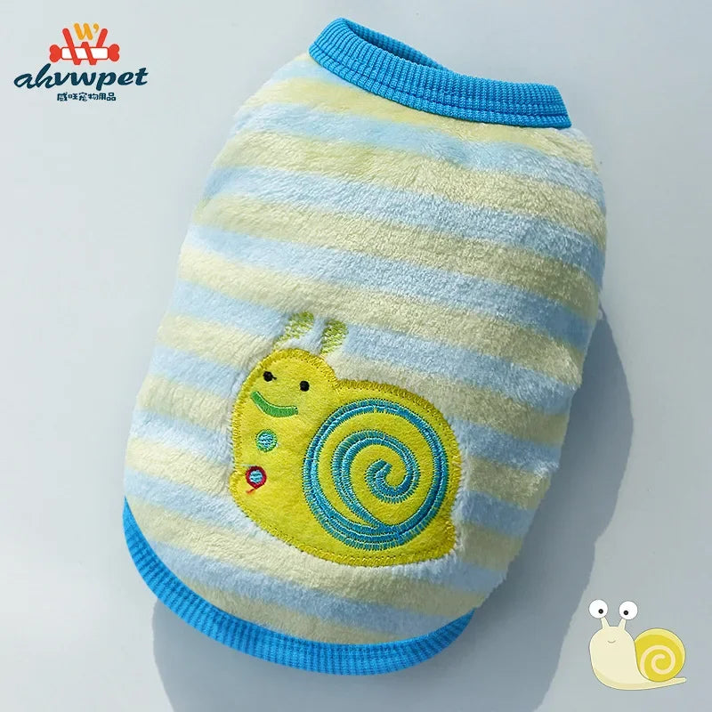 Pet Clothes Puppy Clothes Cartoon Flannel Warm Clothes Dog Cat Teddy Vest Jackets Pet Supplies Dog Costume