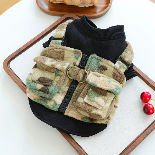 Puppy Clothes, Handsome Camouflage Clothes, Pet-friendly Outfits, Comfortable and Warm, Suitable for Puppies and Cats