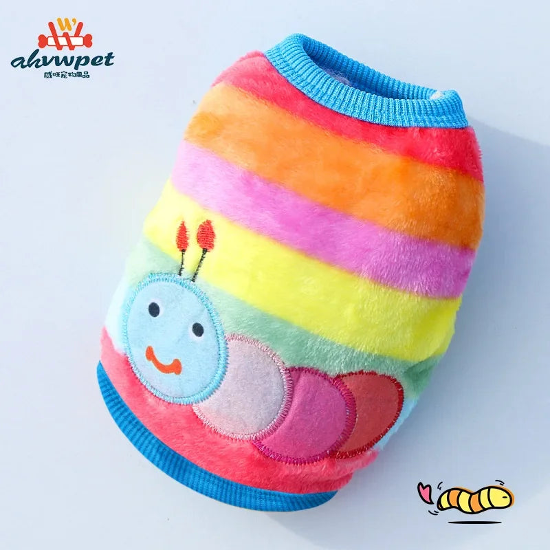 Pet Clothes Puppy Clothes Cartoon Flannel Warm Clothes Dog Cat Teddy Vest Jackets Pet Supplies Dog Costume