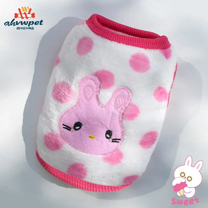 Pet Clothes Puppy Clothes Cartoon Flannel Warm Clothes Dog Cat Teddy Vest Jackets Pet Supplies Dog Costume