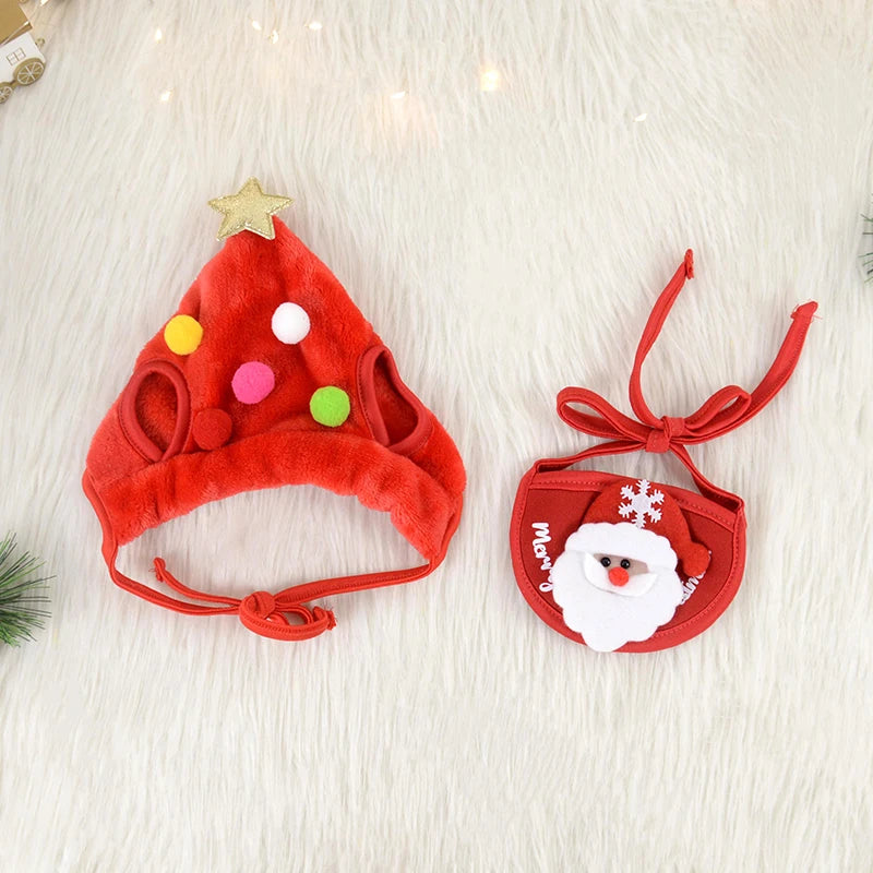 Christmas Dog Cat Pets Clothes Hat Scarf Costume Accessories Cosplay Props Navidad New Year Decor Christmas Party Pet Supplies