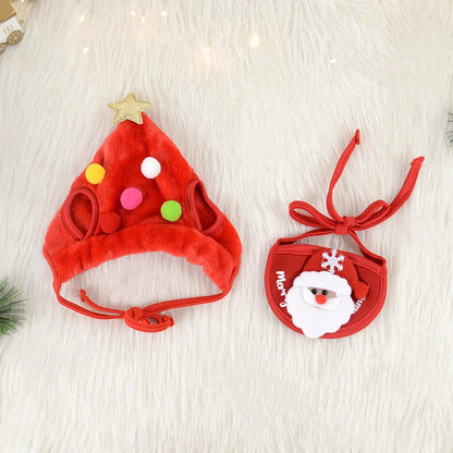 Christmas Dog Cat Pets Clothes Hat Scarf Costume Accessories Cosplay Props Navidad New Year Decor Christmas Party Pet Supplies