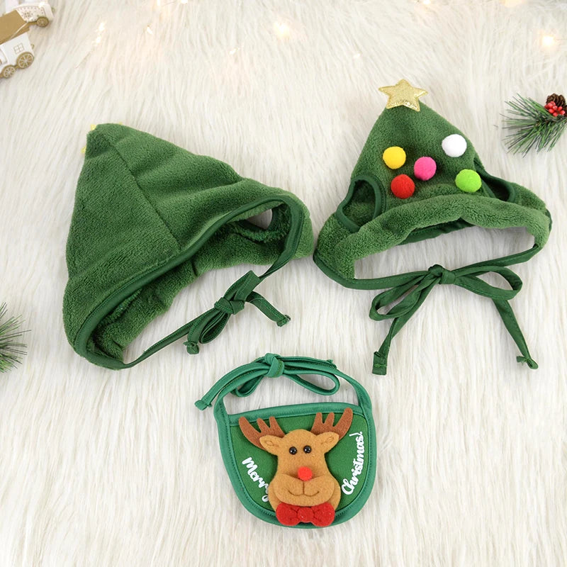 Christmas Dog Cat Pets Clothes Hat Scarf Costume Accessories Cosplay Props Navidad New Year Decor Christmas Party Pet Supplies