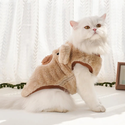 Pet Clothes Puppy Clothes Cartoon Flannel Warm Clothes Dog Cat Teddy Vest Jackets Pet Supplies Dog Costume