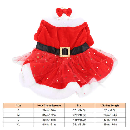 Pet Christmas Costume Fun Cute Father Christmas Dog Cat Christmas Clothing with Bow Headdress for Christmas Theme Party Cosplay