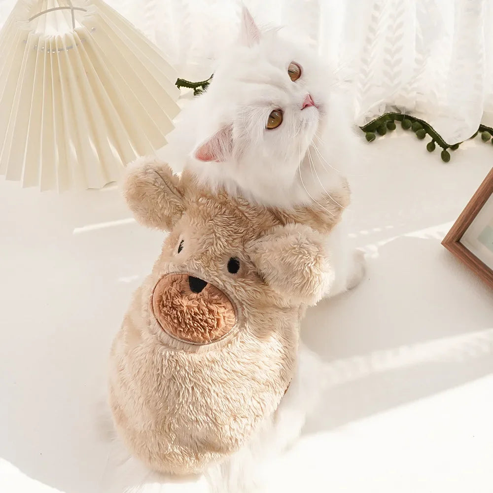 Pet Clothes Puppy Clothes Cartoon Flannel Warm Clothes Dog Cat Teddy Vest Jackets Pet Supplies Dog Costume