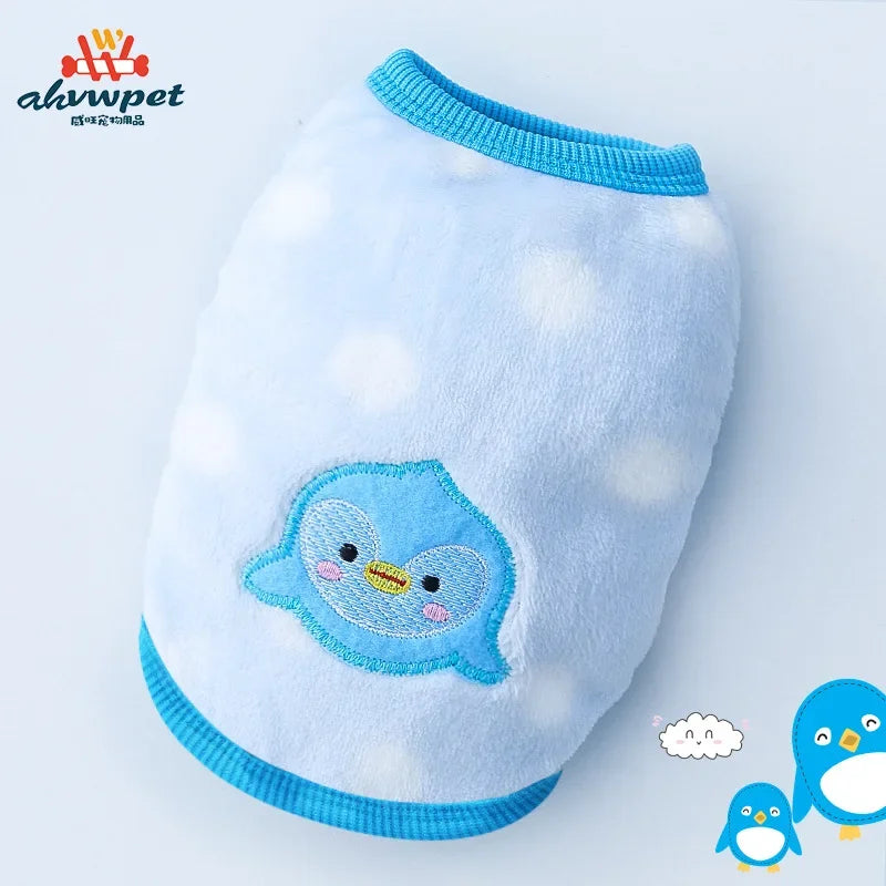 Pet Clothes Puppy Clothes Cartoon Flannel Warm Clothes Dog Cat Teddy Vest Jackets Pet Supplies Dog Costume