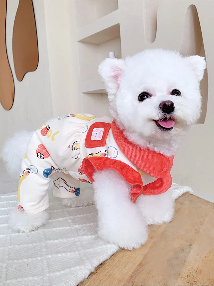 Pet Clothes Home Clothes for Small Dogs like Pomeranian Yorkie Bichon Four Feet Clothes Cotton Material All Seasons