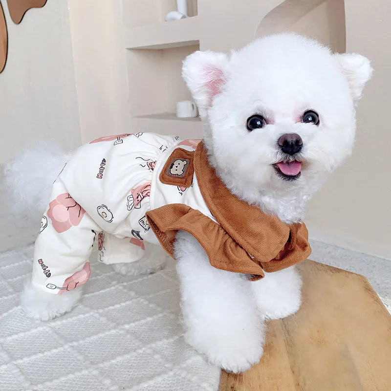 Pet Clothes Home Clothes for Small Dogs like Pomeranian Yorkie Bichon Four Feet Clothes Cotton Material All Seasons