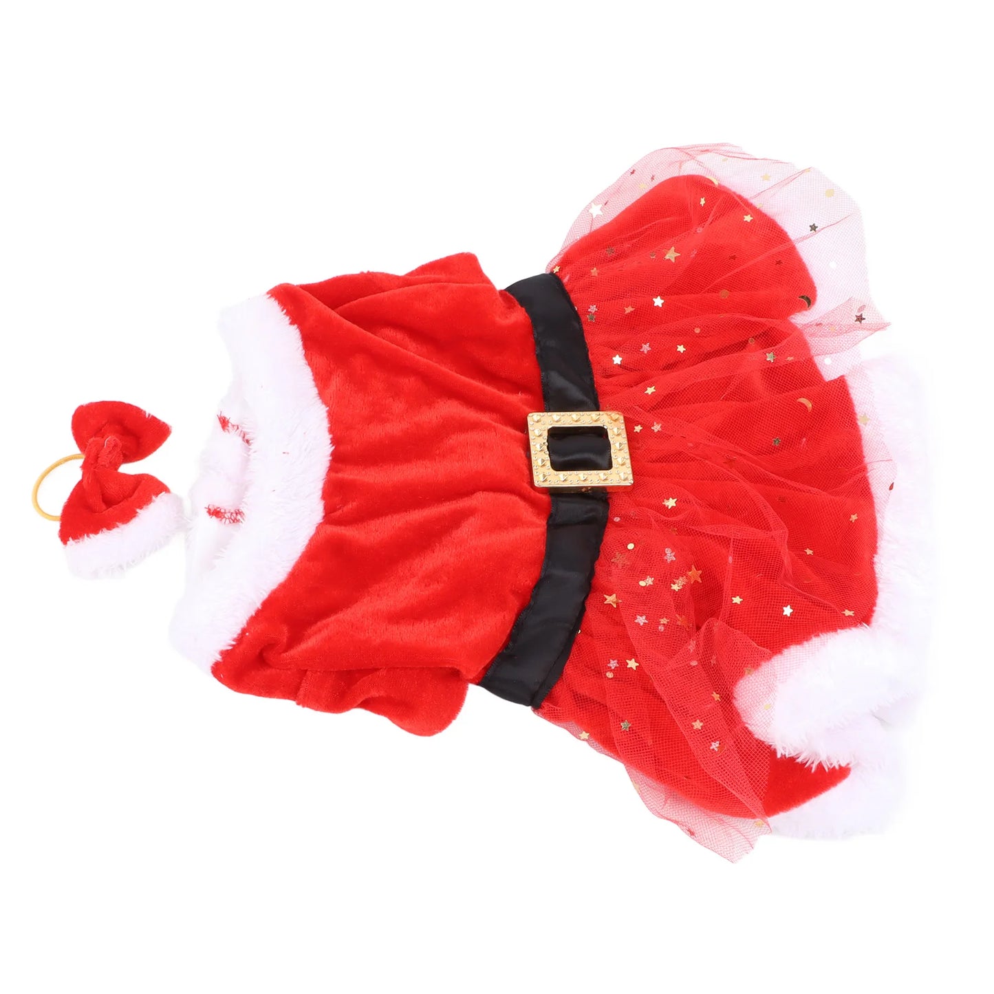Pet Christmas Costume Fun Cute Father Christmas Dog Cat Christmas Clothing with Bow Headdress for Christmas Theme Party Cosplay
